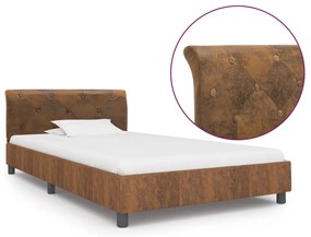 Estrutura de cama 100x200 cm camurça artificial castanho