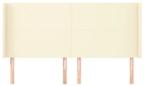Cabeceira cama c/ abas couro artif. 183x16x118/128 cm creme