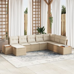 Conjunto de Sofás de Jardim vidaXL com Almofadas Bege Rattan de Poliéster Acácia