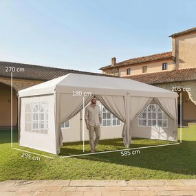 Tenda de jardim para exterior 6x3 m, tenda dobrável com paredes anti-UV, altura ajustável e saco de transporte bege