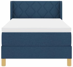 Cama Box com Colchão Azul, 100 x 200 cm, Tecido