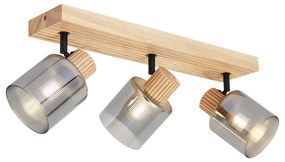 Foco Inteligente Madeira com Vidro Fumado 3-Luzes Rotativo e Inclinável incl. WiFi G45 - Gracy