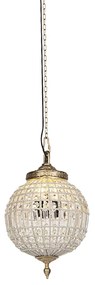 Candeeiro de suspensão Art Deco cristal com dourado 35 cm - Kasbah
