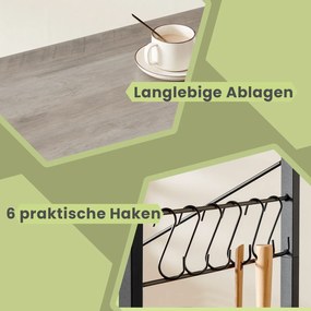 Carrinho de cozinha com 3 prateleiras e rodas 40 x 80 x 89 cm, cinza mesclado com preto