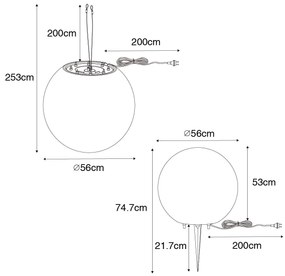 Candeeiro suspenso moderno para exterior branco 56 cm IP65 - Nura Moderno