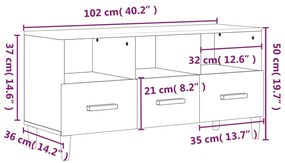 Móvel de TV 102x36x50 cm derivados de madeira cinzento sonoma