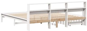 Cama com estante sem colchão 180x200 cm pinho maciço branco