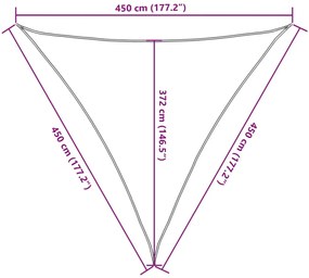 Para-sol estilo vela 4,5x4,5x4,5m oxford poliéster cinza-claro