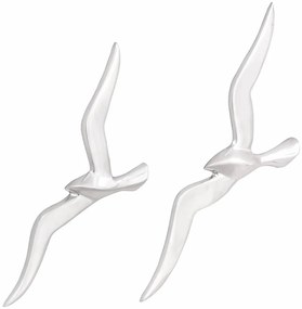 Gaivota Montada na Parede Pack de 2 Prateado Alumínio