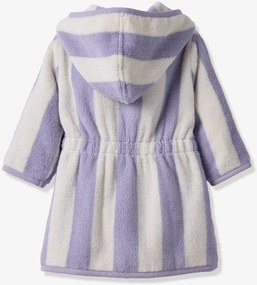 Roupão de banho para bebé, às riscas, TRANSAT, coleção cápsula família personalizável, com algodão reciclado risca violeta