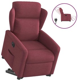 vidaXL Poltrona reclinável elevatória elétrica tecido vermelho-tinto