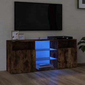 Móvel de TV com luzes LED 120x30x50 cm carvalho fumado