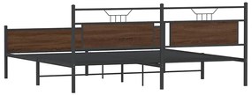 Estrutura cama sem colchão 200x200cm metal carvalho castanho