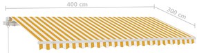 Toldo retrátil manual com LED 400x300 cm amarelo e branco