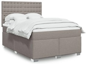 vidaXL Cama com molas/colchão 140x200 cm tecido castanho-acinzentado