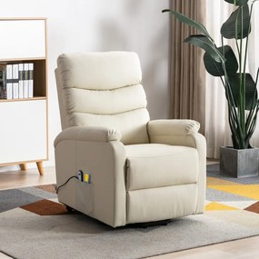 vidaXL Poltrona de massagens elevatória couro artificial branco nata