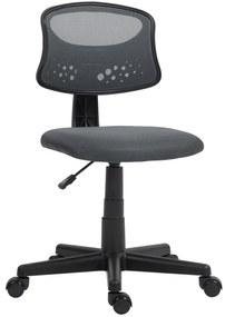 HOMCOM Cadeira de Escritório sem Apoio para os Braços com Encosto de Malha Respirável Altura Ajustável 43x48x78-88 cm Cinza | Aosom Portugal