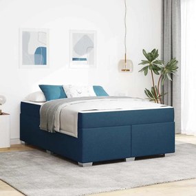 vidaXL Estrutura da Cama com colchão Azul 140 x 200 cm tecido
