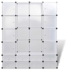Armário plástico modular 18 gavetas 37x146x180,5cm branco