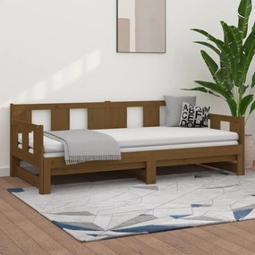 Estrutura sofá-cama de puxar 2x(90x200) cm pinho castanho-mel