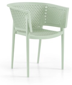 Cadeira Oxy com Braço Verde Pastel, empilhável - polipropileno – conjunto com 4 unidades