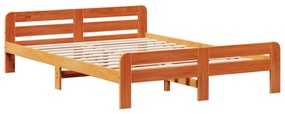 Cama sem colchão 140x190 cm pinho maciço castanho-mel