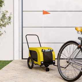 vidaXL Reboque bicicleta p/ animais tecido oxford/ferro amarelo/preto