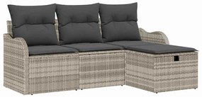 Conjunto de Sofás de Jardim vidaXL com Almofadas Cinzento Claro em Rat