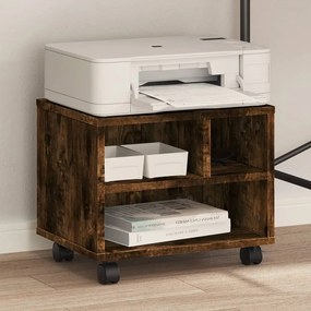 vidaXL Suporte para impressora com rodas 41x32x34,5 cm carvalho fumado