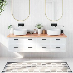 vidaXL Bancada p/ WC 180x40x(2-4) cm madeira maciça tratada castanho
