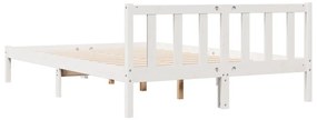 Cama extra longa sem colchão 140x220 cm pinho maciço branco