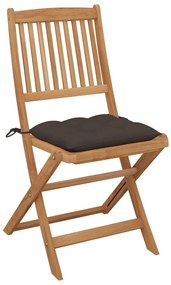 Cadeiras de jardim dobráveis 8 pcs c/ almofadões acácia maciça