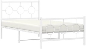 Estrutura de cama com cabeceira e pés 100x190 cm metal branco