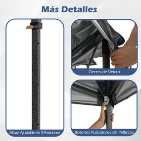 Tenda dobrável com bolsa de transporte e altura ajustável em 3 posições para jardim, festas, eventos 295 x 295 cm cinza