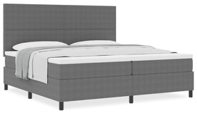 Cama Box Spring com Colchão Cinza Claro 200x200 cm Tecido de Corduroy