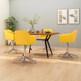 vidaXL Cadeiras de jantar giratórias 4 pcs tecido amarelo