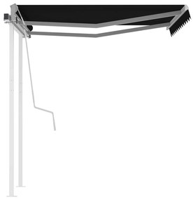 Toldo retrátil manual com postes 3x2,5 m antracite