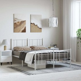 Estrutura de cama com cabeceira e pés 150x200 cm metal branco