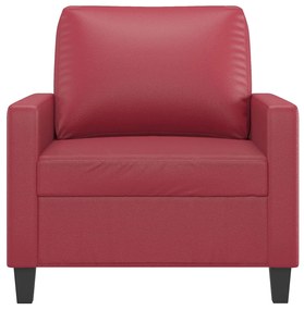 Poltrona 60 cm couro artificial vermelho tinto