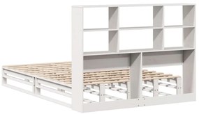 Cama com estante sem colchão 120x190 cm madeira maciça branco