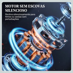 Poltrona Relax Elétrica Reclinável com Calor Lombar Massagem Vibratória Motor Silencioso Função Memória USB Cinza