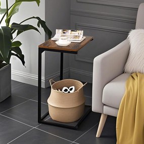 Mesa apoio de sofá pequena 55 x 35 x 66 cm Castanho vintage-preto