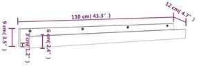 Prateleiras de parede 2 pcs 110x12x9 cm pinho maciço cinzento