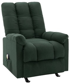 vidaXL Poltrona de massagens reclinável tecido verde-escuro