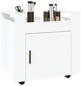 Carrinho secretária 60x45x60cm deriv. madeira branco brilhante
