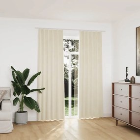 Cortinas blackout com ganchos 2 pcs 140x225 cm veludo cor creme