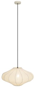 Candeeiro suspenso Japandi bege com abajur de tecido 50cm - Plu