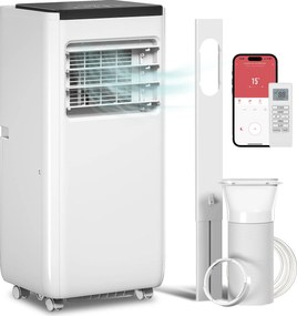 HOMCOM Ar Condicionado Portátil 10 BTU com WiFi Arrefecimento Desumidificador Ventoinha Temporizador para 30 m² 33x28x71 cm Branco | Aosom Portugal