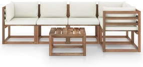 6 pcs conjunto lounge de paletes c/ almofadões pinho impregnado