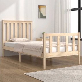 vidaXL Estrutura de cama pequena solteiro 75x190 cm pinho maciço